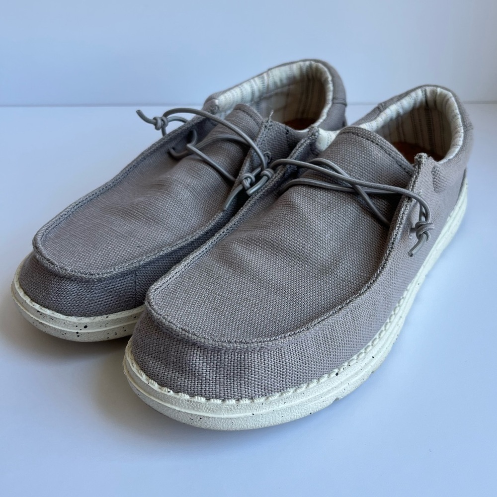 Bruno Marc Gray Canvas Slip On Loafers Boat Shoes Size 9